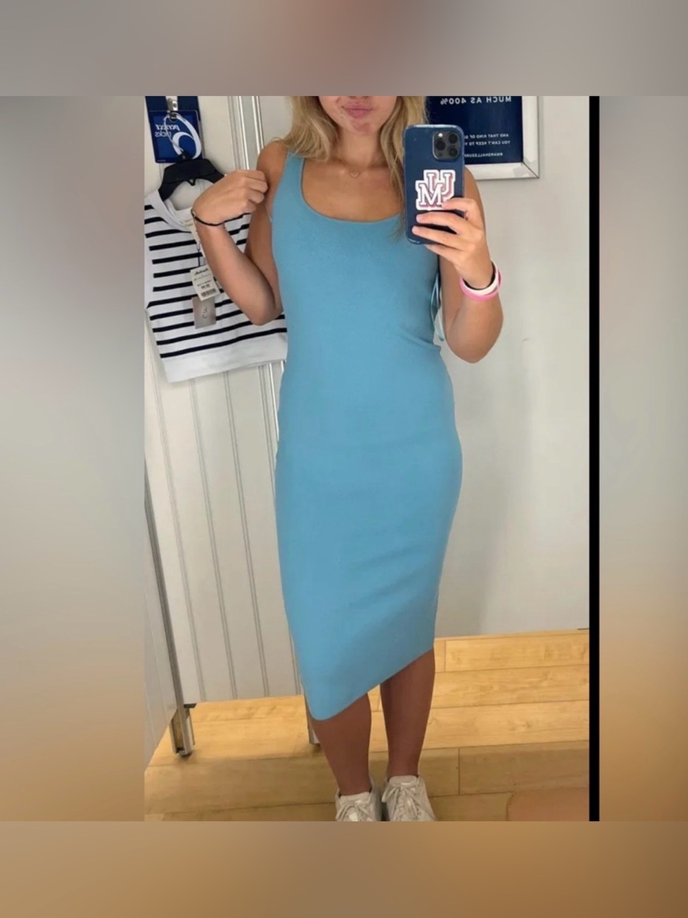 House of Harlow 1960 Sky Blue Tank Bodycon Midi Dress
